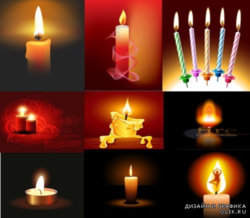 Набор романтических свечей в векторном формате