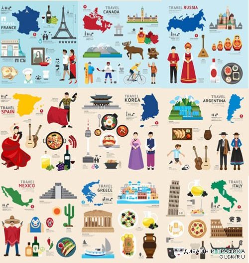Эмблемы и элементы для дизайна, любителям путешествовать по странам