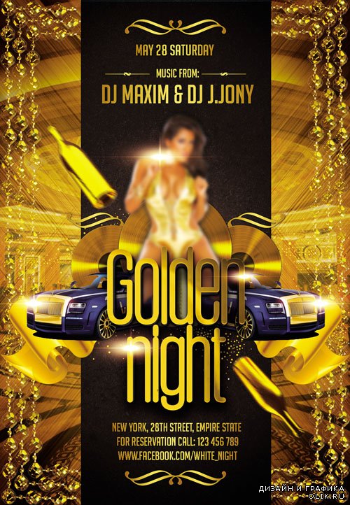 Flyer PSD Template - Golden Night 2 FB Cover