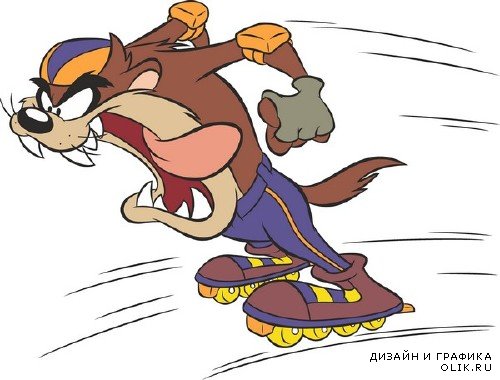 Тасманский дьявол на скейте, сноуборде, роликах и велосипеде (вектор)