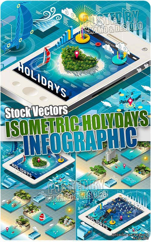Изометрическая тропическая инфографика - Векторный клипарт