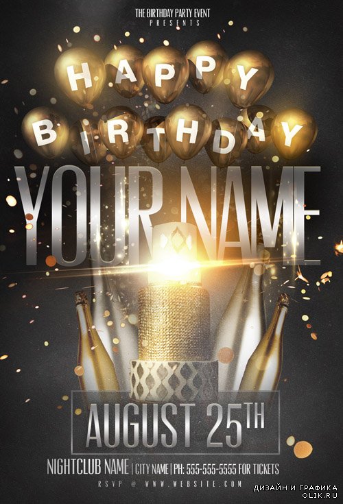 Flyer Template PSD - Birthday Name Party