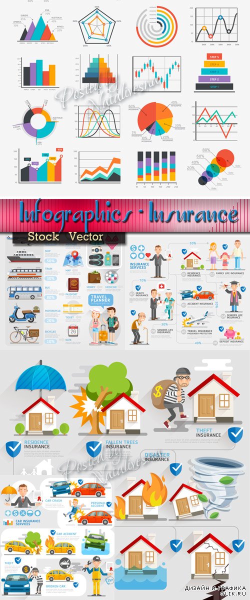 Инфографика бизнес - Страхование  авто, дома