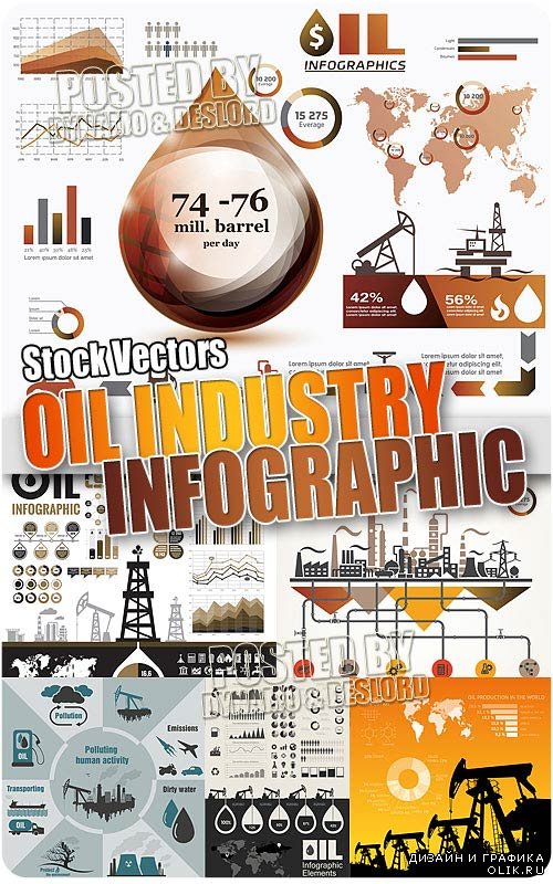 Нефтяная индустрия инфографика - Векторный клипарт
