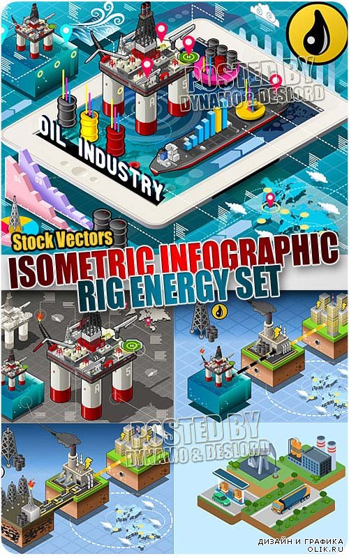 Изометрические энергетические инфографики - Векторный клипарт