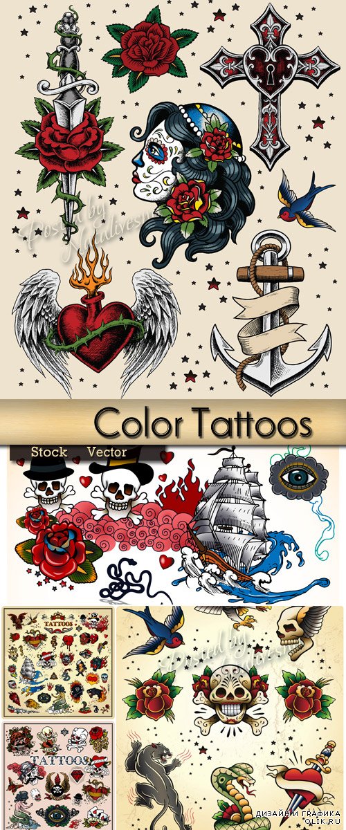 Цветные татуировки для Дизайна в Векторе - 2