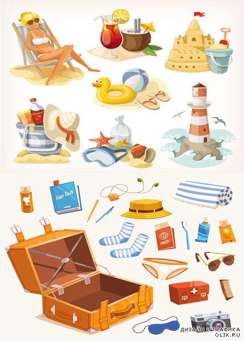 Summer vacation element vector material