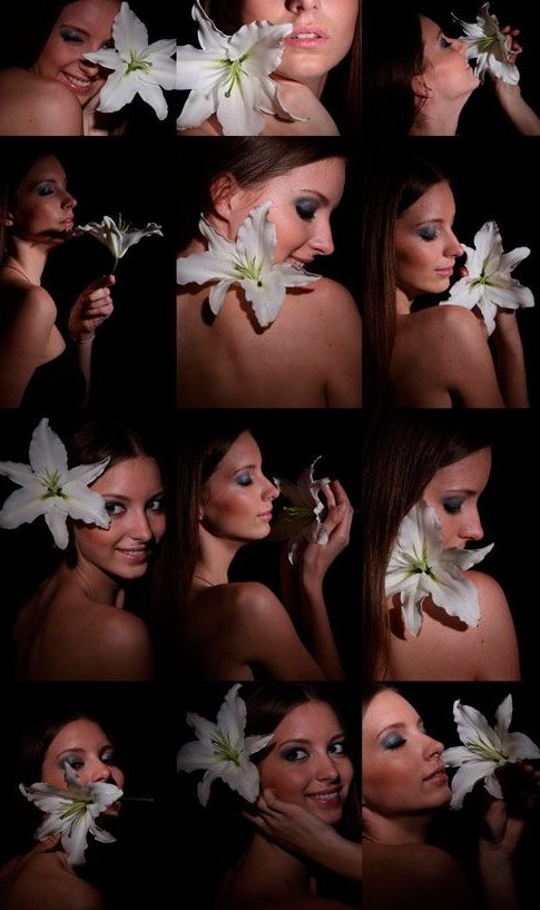 Молодая девушка и цветок белой лилии - картинки растровые