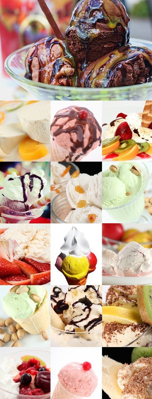 Сладкие десерты - мороженное, сливочное, пломбир - картинки для фотошоп