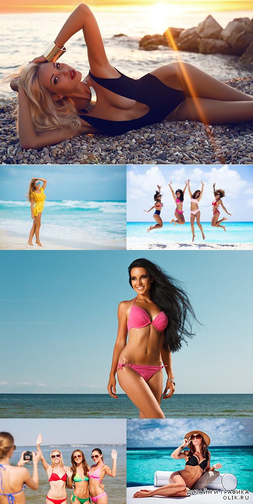Растровый клипарт - Девушки на пляже 3
