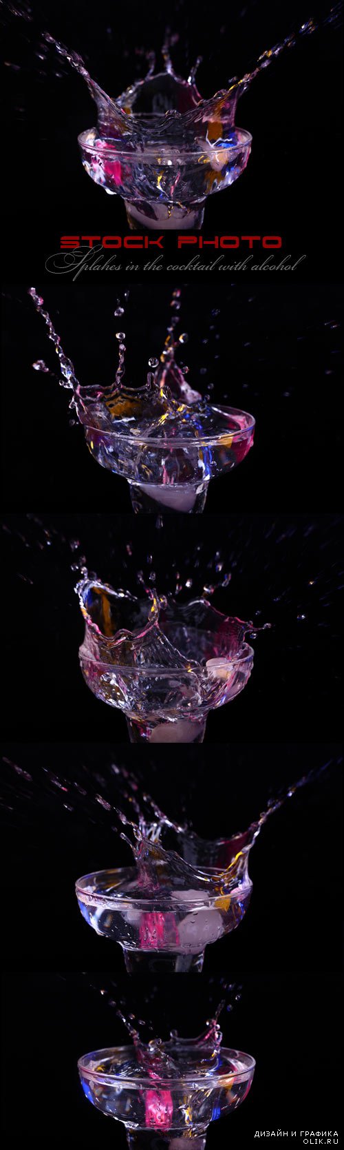 Splahes in the cocktail with alcohol