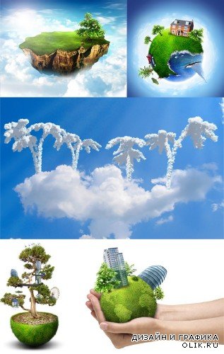 Земля, глобус, облака, экология