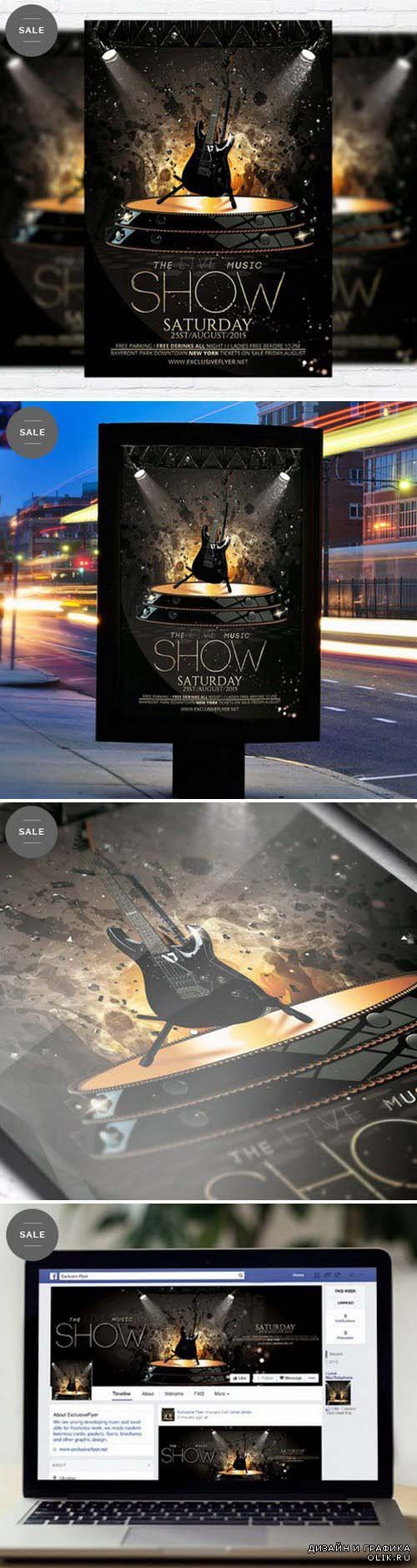 Flyer Template - The Live Music Show + Facebook Cover