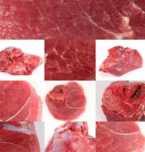 Куски свежего сырого красного мяса - картинки растровые