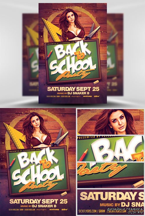 Flyer Template PSD - Back to School Party 3