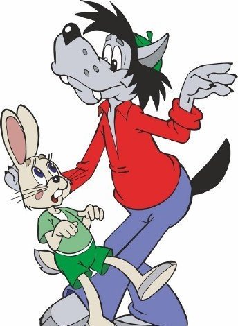Волк и заяц (персонажи мультфильма "Ну, погоди!") вектор