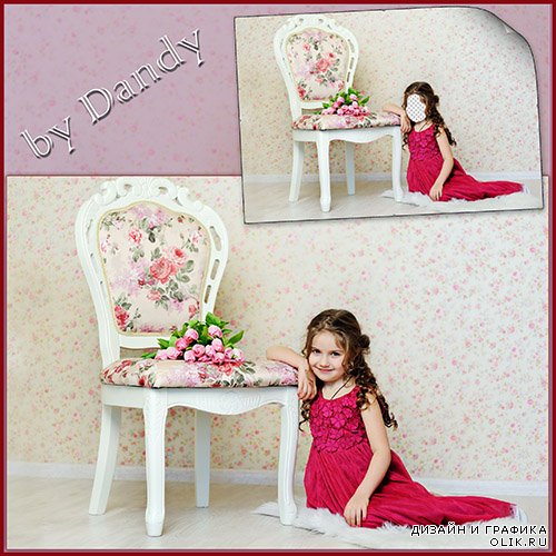 Шаблон для фотошопа - маленькая принцесса с тюльпанами