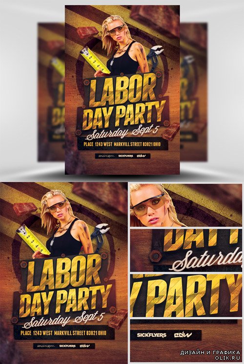 Flyer Template PSD - Labor Day Party 2