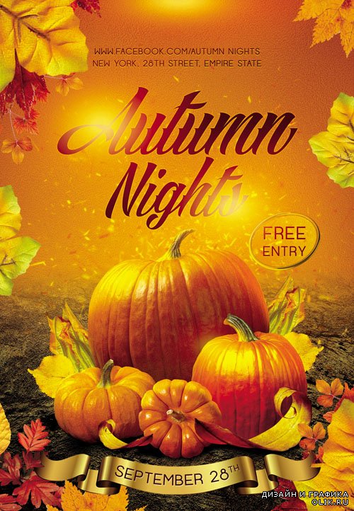 Club flyer PSD Template - Autumn Nights
