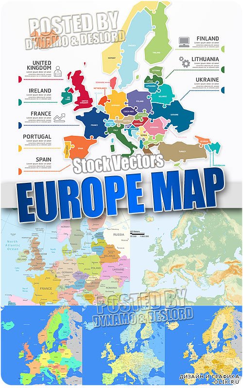 Карта Европы - Векторный клипарт