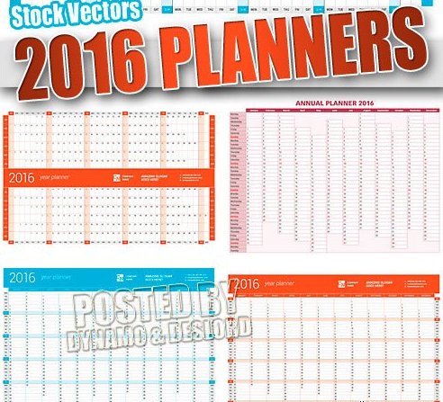 Календарные сетки - планинги на 2016 год в векторном формате. Организуйте свою работу!
