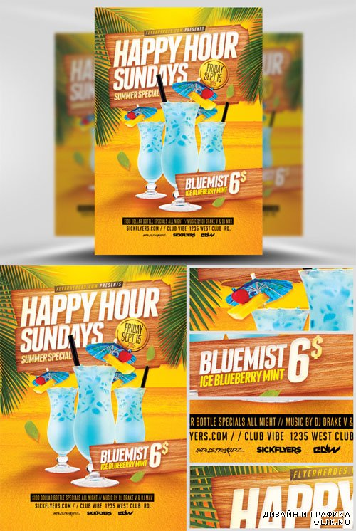 Flyer Template PSD - Summer Happy Hour