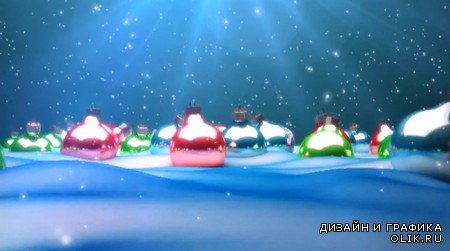 Футаж - Елочные шары на снегу