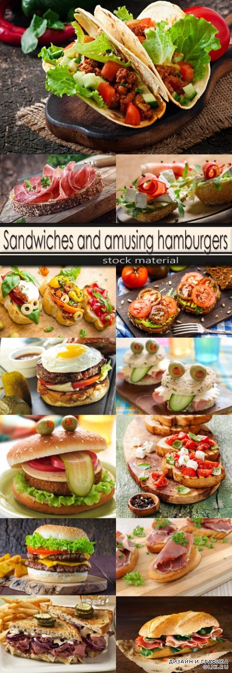 Sandwiches and amusing hamburgers