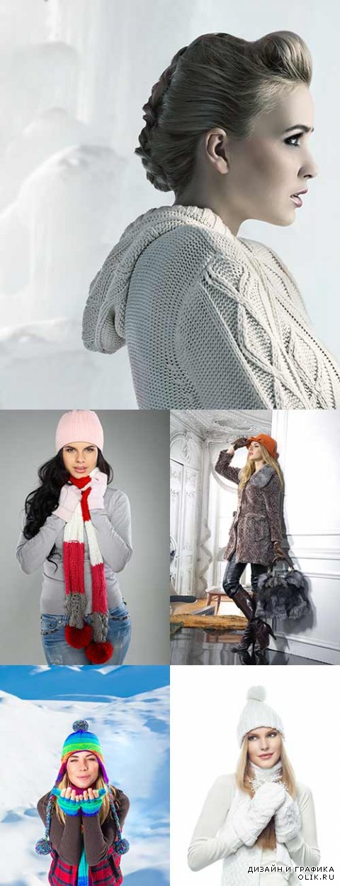 Растровый клипарт - Девушки в зимней одежде