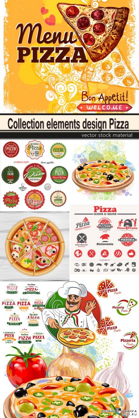 Collection elements design Pizza