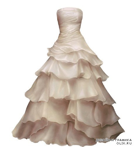 Белое свадебное платье (прозрачный фон)