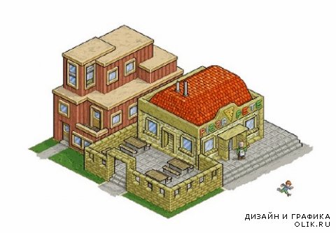 Пиксельные здания и сооружения (дома, небоскребы, магазины и т.д.)