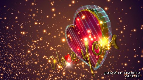Footage with hearts and sparkling particles
