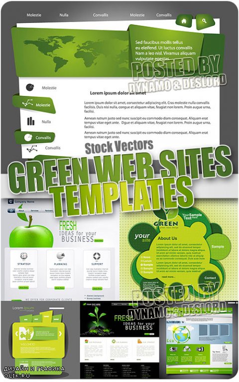 Зеленые шаблоны вэб сайтов - Векторный клипарт