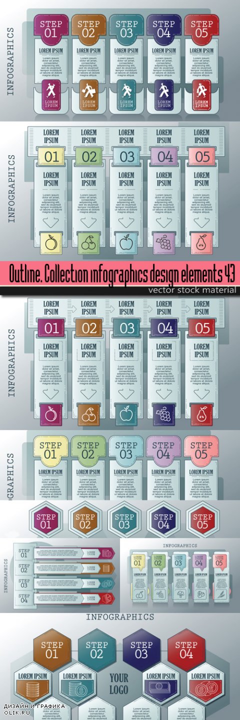 Outline. Collection infographics design elements 43