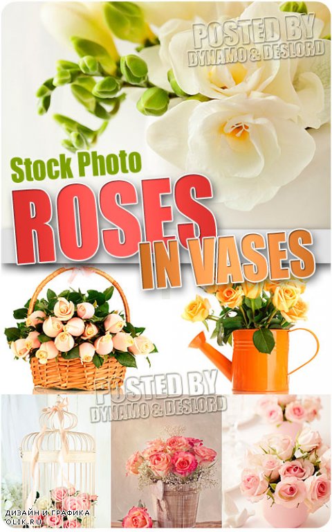 Розы в вазах - Растровый клипарт