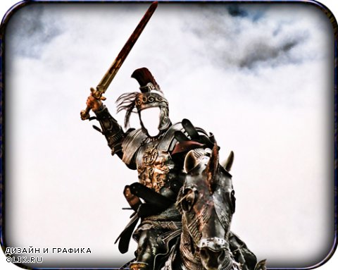 Фотошаблон - Наездник с мечом на коне