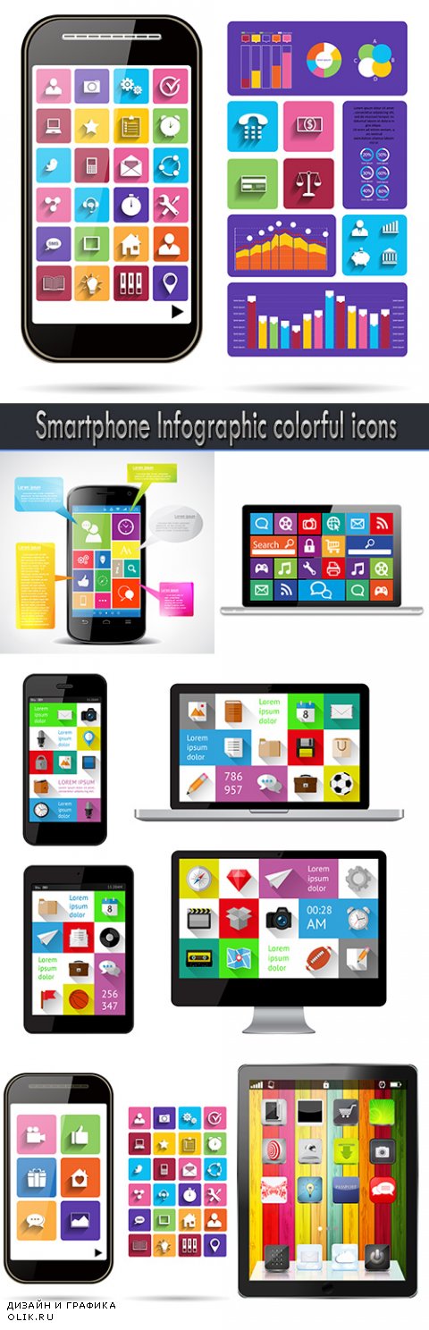Smartphone Infographic colorful icons