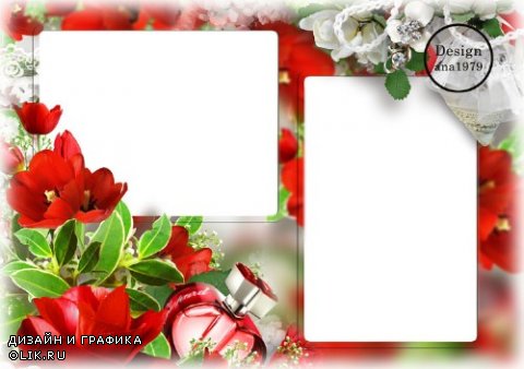 Рамка для фотошопа - Красные тюльпаны