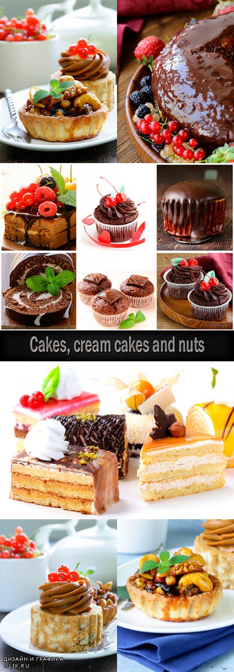 Cakes, cream cakes and nuts