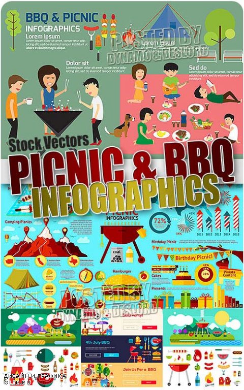 Пикник и барбекю инфографика - Векторный клипарт