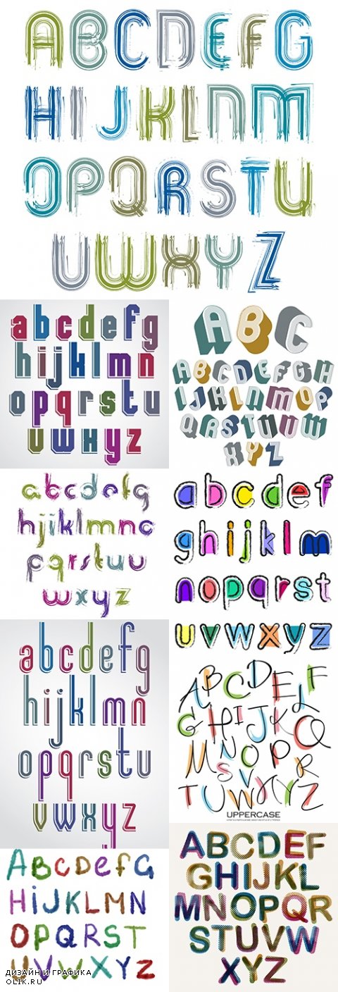 Collection different color Fonts design