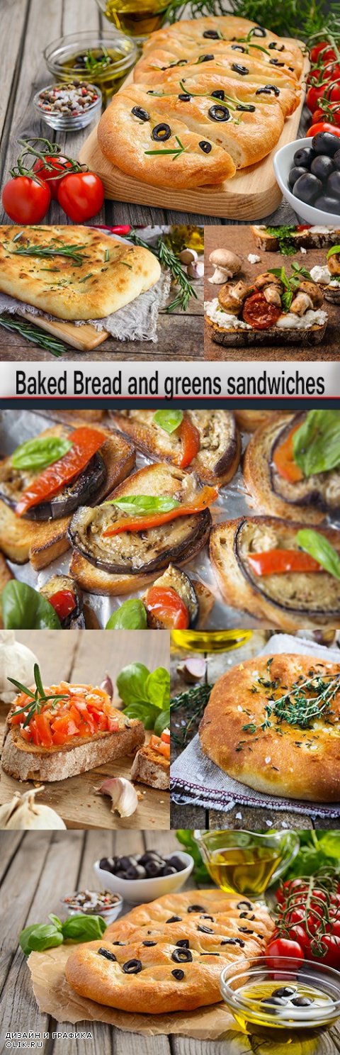 Baked Bread and greens sandwiches