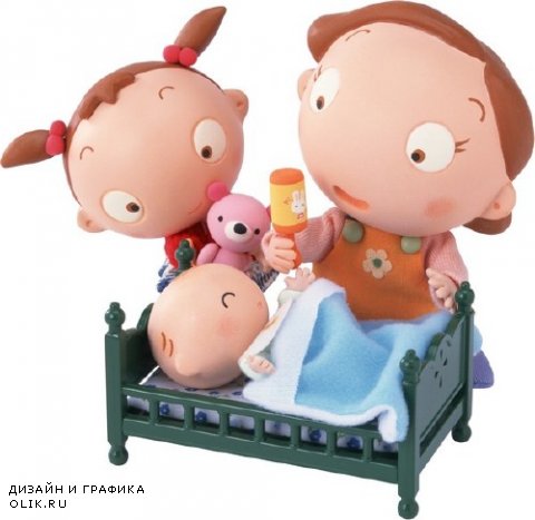 Кукла: Младенец, мама, папа (прозрачный фон)