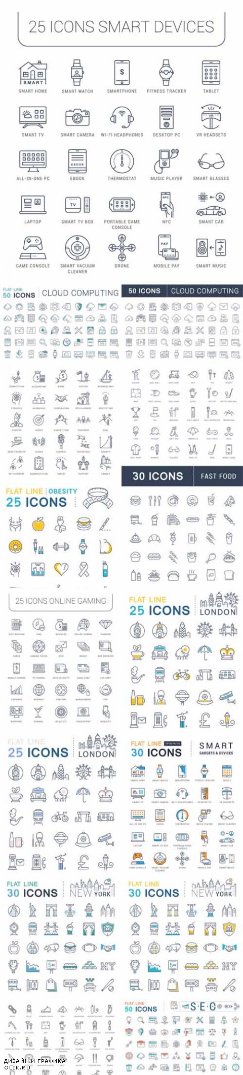 Vector Different Flat Line Icons Vol 2