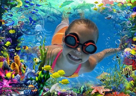 Рамочка для фотошоп - Мой яркий подводный мир