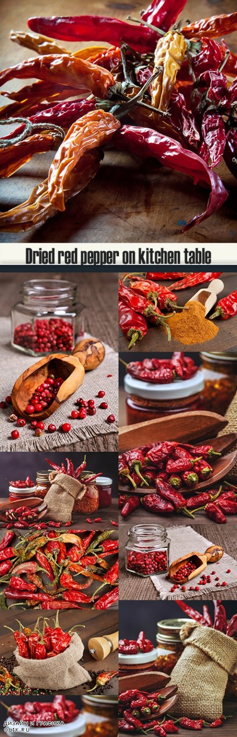 Dried red pepper on kitchen table