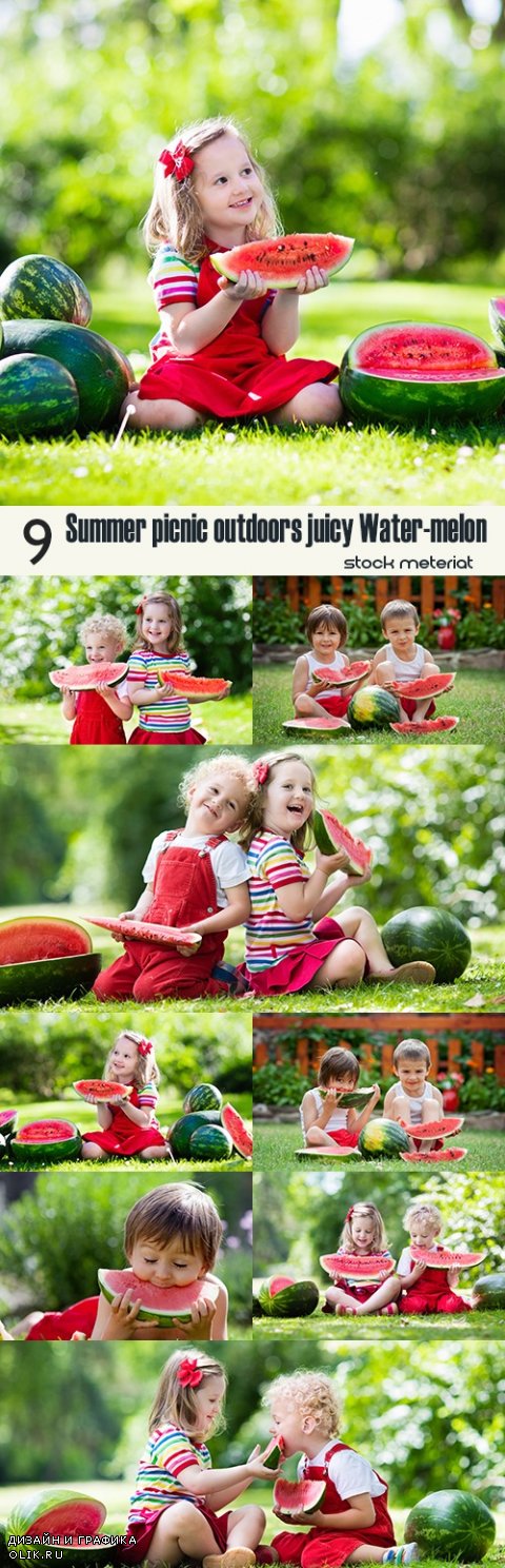 Летний пикник на природе с детишками и вкусным арбузом