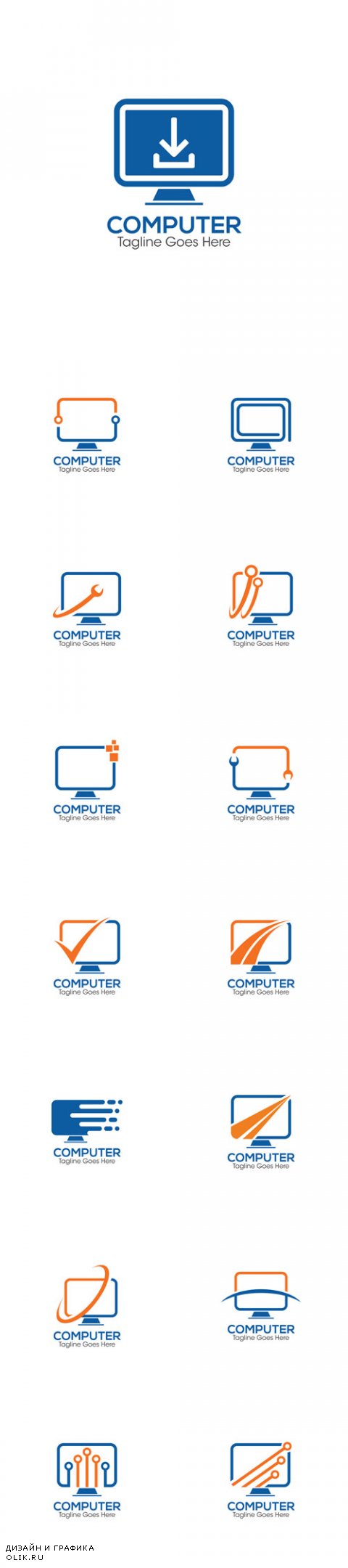 Vector Computer Creative Concept Logo Design Templates