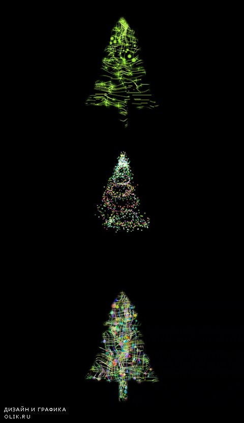 Abstract Christmas tree on black background